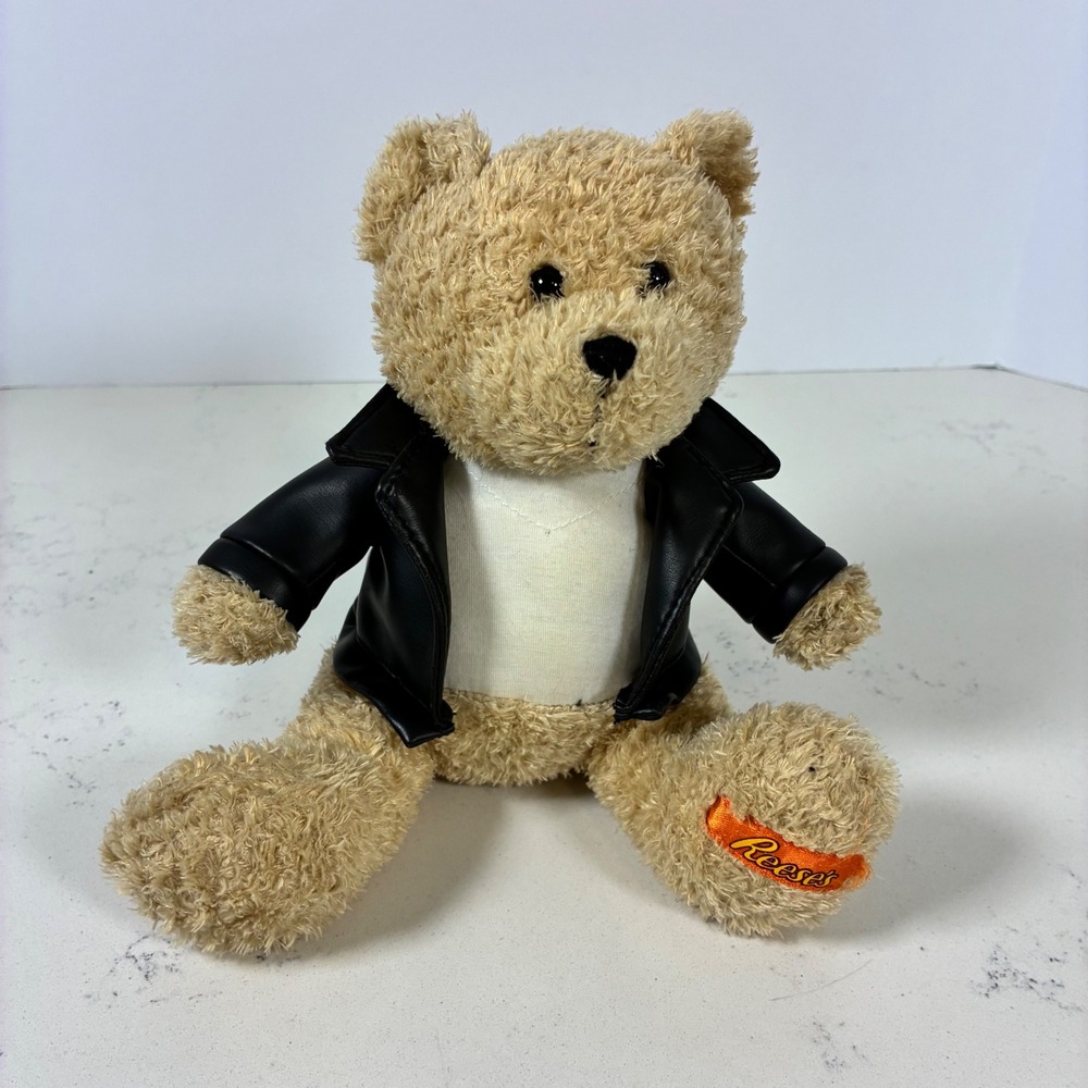 Galerie Hershey Reese's Plush Tan Biker/Rocker Bear Black Jacket Stuffed Animal
